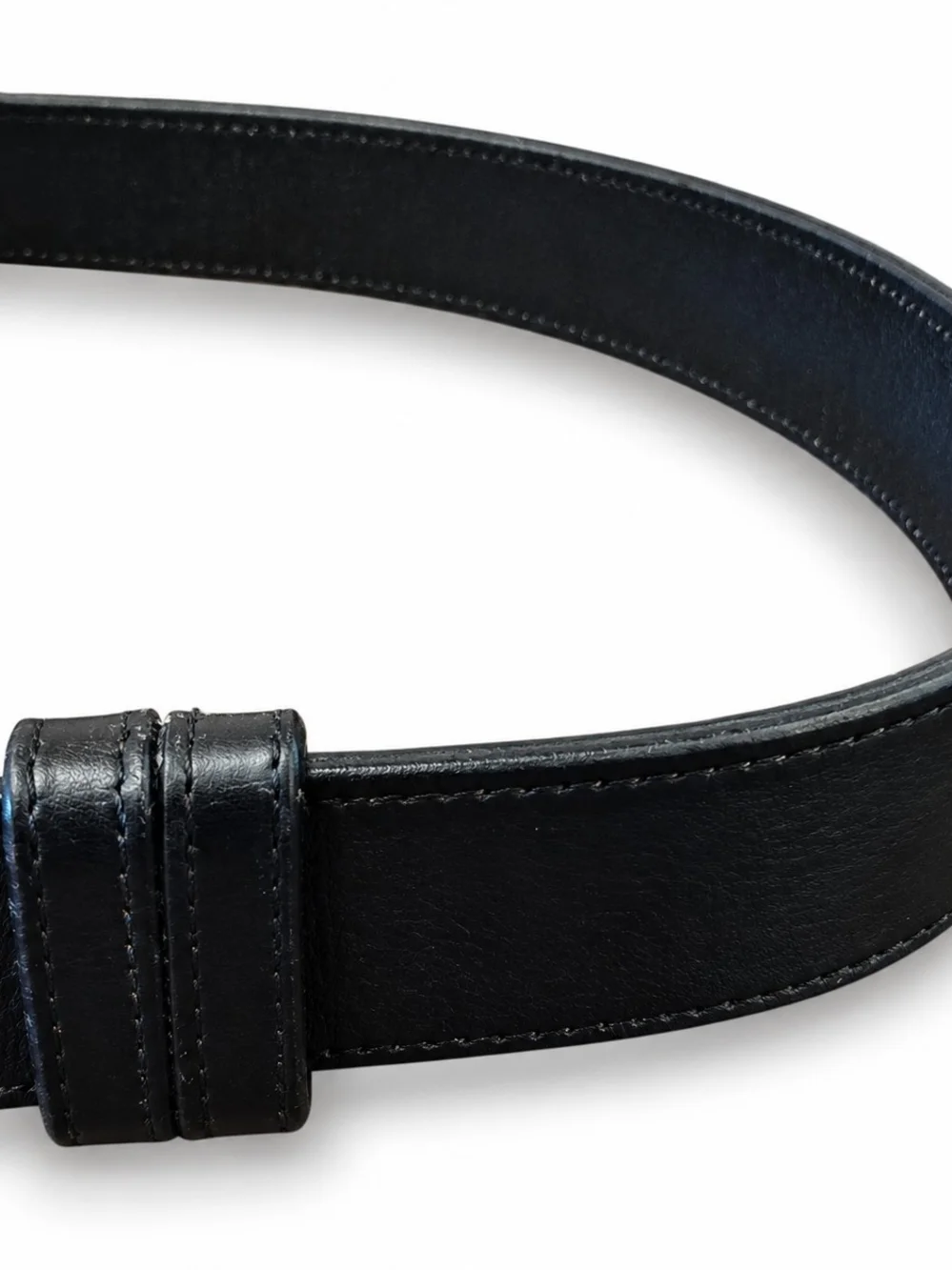 Genuine Italian Leather W/ Oversized Gold Hook Belt Buckle.